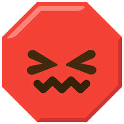 confounded face and stop sign