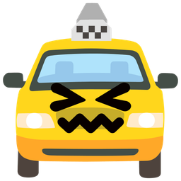 confounded face and taxi