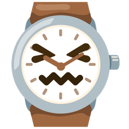 confounded face and watch