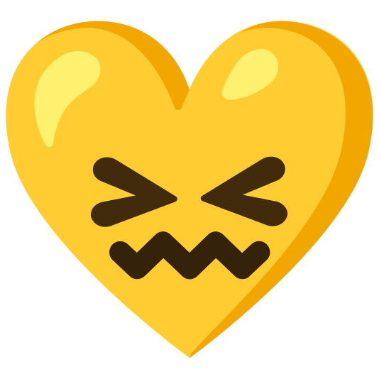 Confounded face and Yellow heart