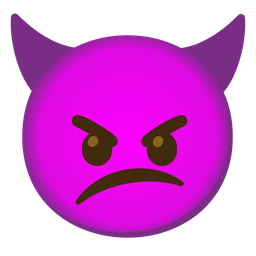 Confused face and Angry face with horns