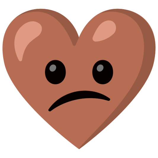 Confused face and Brown heart