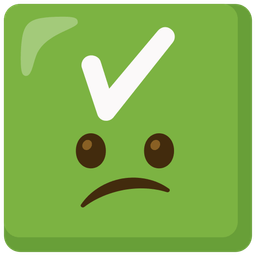 Confused face and Check mark button