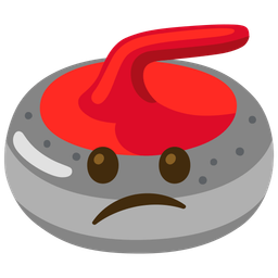 Confused face and Curling stone