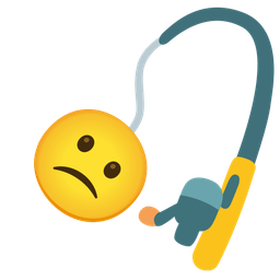 Confused face and Fishing pole