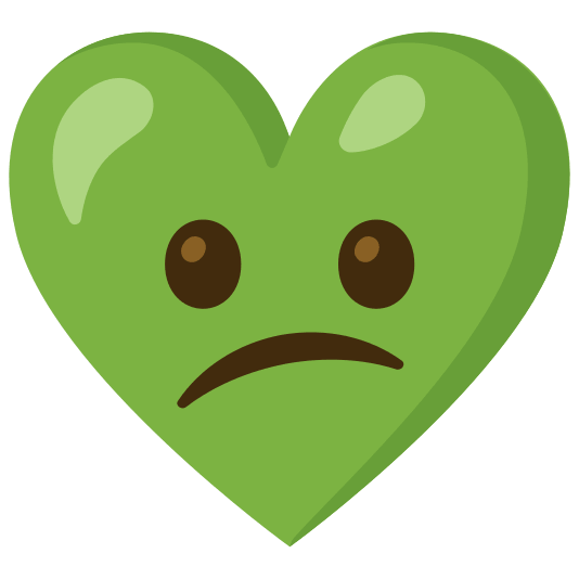 Confused face and Green heart