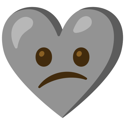 Confused face and Grey heart