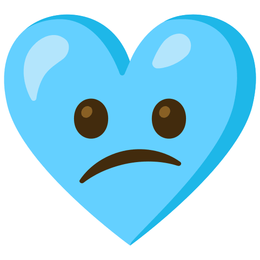 Confused face and Light blue heart