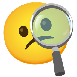 Confused face and Magnifying glass tilted right