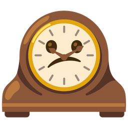 Confused face and Mantelpiece clock