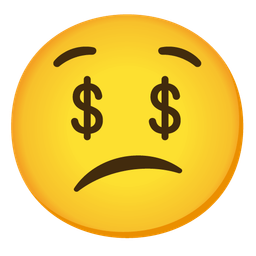 Confused face and Money-mouth face