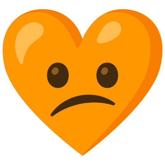 Confused face and Orange heart