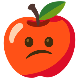 Confused face and Red apple
