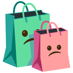 Confused face and Shopping bags