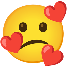 Confused face and Smiling face with hearts