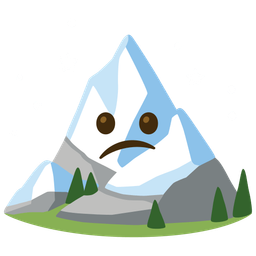 Confused face and Snow-capped mountain
