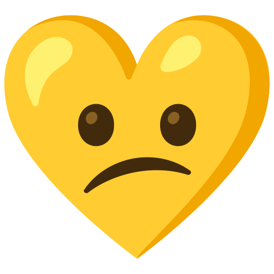 Confused face and Yellow heart