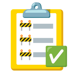 construction and check mark button