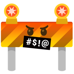 construction and face with symbols on mouth