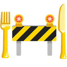 construction and fork and knife with plate