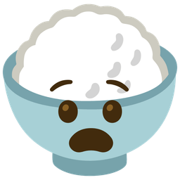 Cooked rice and Anguished face