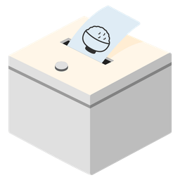 Cooked rice and Ballot box with ballot
