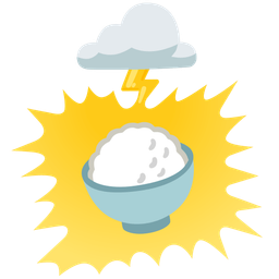 Cooked rice and Cloud with lightning