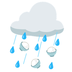 Cooked rice and Cloud with rain