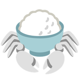 Cooked rice and Crab