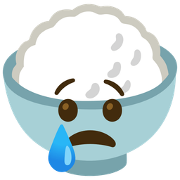 Cooked rice and Crying face