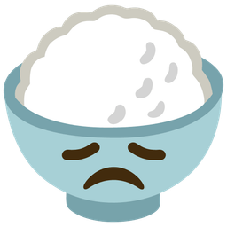 Cooked rice and Disappointed face
