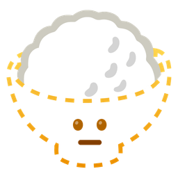 Cooked rice and Dotted line face