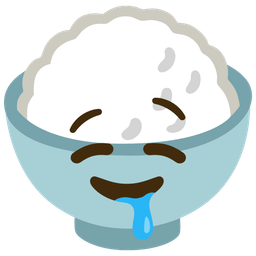 Cooked rice and Drooling face