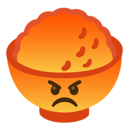Cooked rice and Enraged face