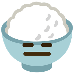 Cooked rice and Expressionless face