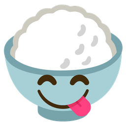 Cooked rice and Face savoring food