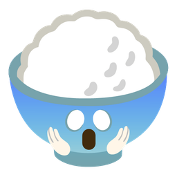 Cooked rice and Face screaming in fear