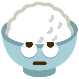 Cooked rice and Face with rolling eyes