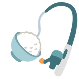 Cooked rice and Fishing pole