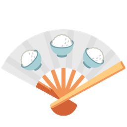 Cooked rice and Folding hand fan