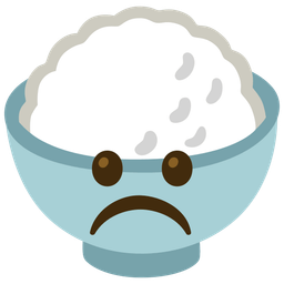 Cooked rice and Frowning face