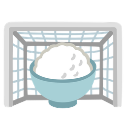 Cooked rice and Goal net