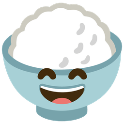 Cooked rice and Grinning face with smiling eyes