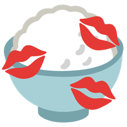 Cooked rice and Kiss mark