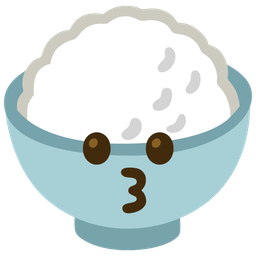 Cooked rice and Kissing face