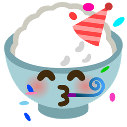 Cooked rice and Partying face