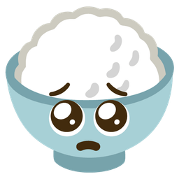 Cooked rice and Pleading face
