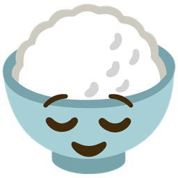 Cooked rice and Relieved face