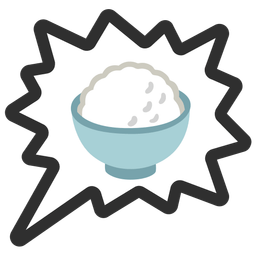 Cooked rice and Right anger bubble