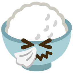 Cooked rice and Sneezing face